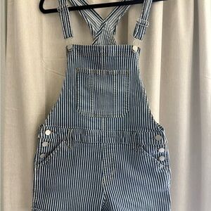Stylish Blue Striped Women's Denim Romper
